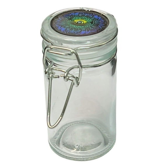 2.4oz Glass Jar with Hinged Lid Airtight Storage-Random Design: 1CT