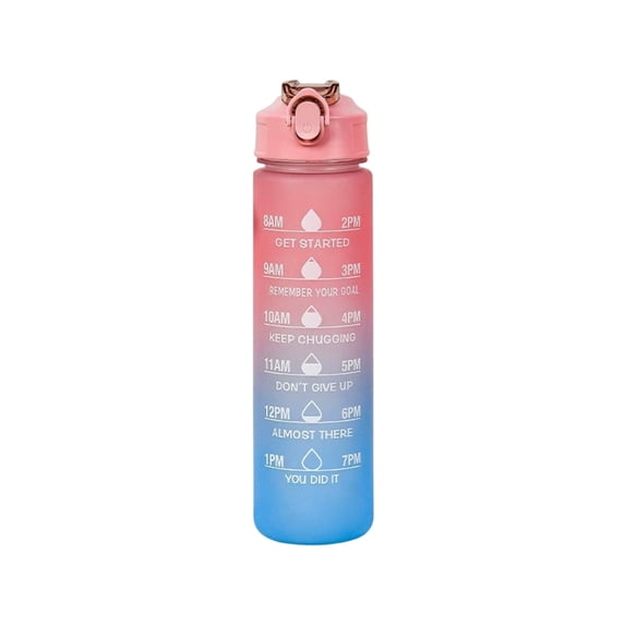 24oz Gradient Flip Top Water Bottle, One-Button Portable Plastic Cup with Detachable Carry Loop for Outdoor Sports