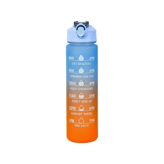 24oz Gradient Flip Top Water Bottle, One-Button Portable Plastic Cup with Detachable Carry Loop for Outdoor Sports