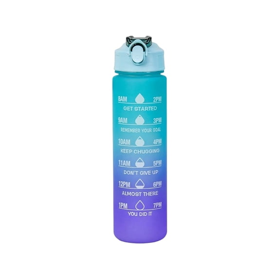 24oz Gradient Flip Top Water Bottle, One-Button Portable Plastic Cup with Detachable Carry Loop for Outdoor Sports