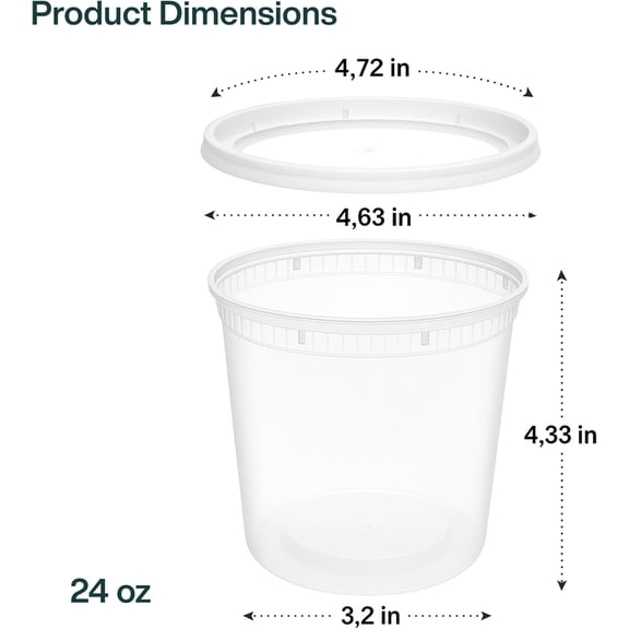24oz-240 Set Plastic Deli Containers with Lids - Clear Soup Containers with Airtight Lids, Leak Resistant Food Storage for Meal Prep, Stackable/Microwave/Dishwasher/Freezer Safe
