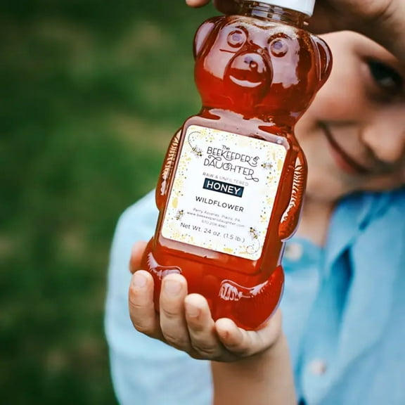 24oz. Honey Bear - Raw Wildflower Honey- Pure Organic