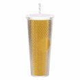 thumbnail image 1 of 24oz Large Capacity Creative Double-Walled Straw Cup with Durian Texture, Iridescent Colors, and BPA-Free Food-Grade PP Material, 1 of 1