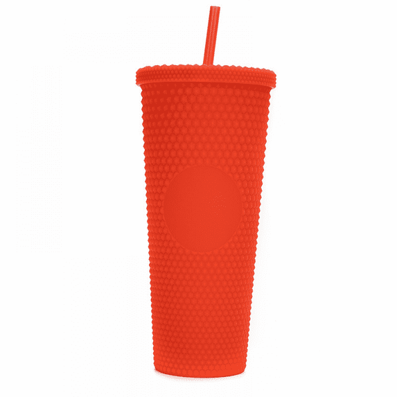 24oz Large Capacity Creative Durian Texture Straw Cup, Food-Grade PP Material, BPA Free, Fashionable, Multicolor Options
