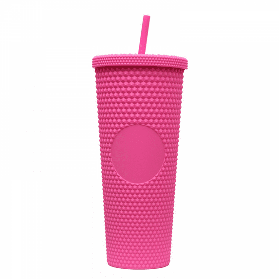 24oz Large Capacity Creative Durian Texture Straw Cup, Food-Grade PP Material, BPA Free, Fashionable, Multicolor Options