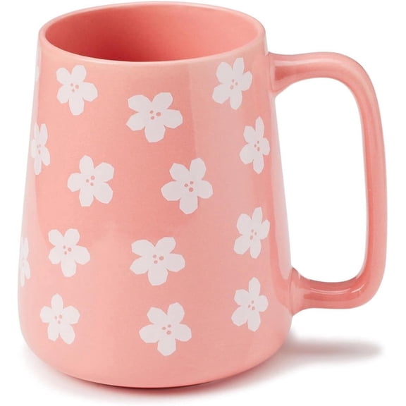 24oz Large Ceramic Coffee Mug, 700ml Pink Floral Tea Cup with Handle, Microwave & Dishwasher Safe for Coffee, Tea, Latte and Hot Chocolate