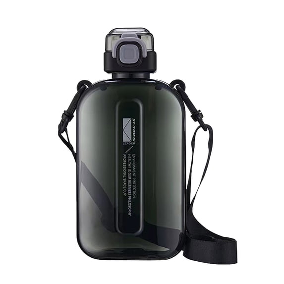 24oz Leak-proof Square Water Bottle,Water Bottle with Separate Button and Flip Cap Design,Portable Flat Water Bottle,BPA Free,Reusable Plastic Travel Water Bottle Cup,for Bag Travel Sports(Black)