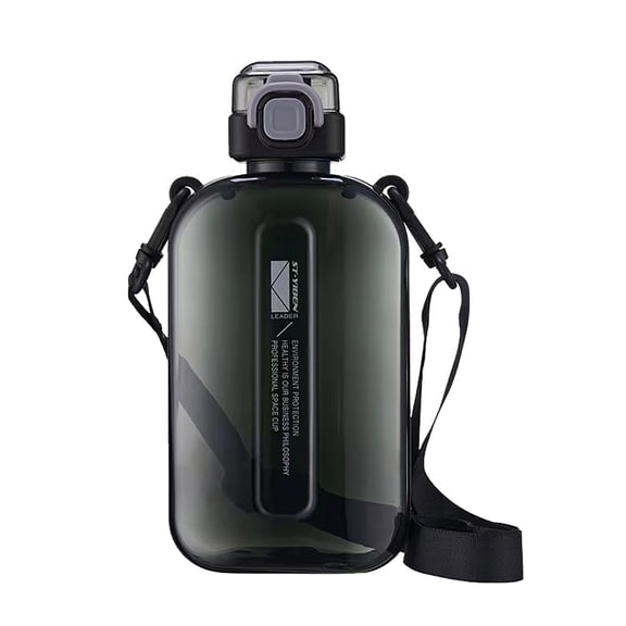 24oz Leak-proof Square Water Bottle,Water Bottle with Separate Button and Flip Cap Design,Portable Flat Water Bottle,BPA Free,Reusable Plastic Travel Water Bottle Cup,for Bag Travel Sports(Black)