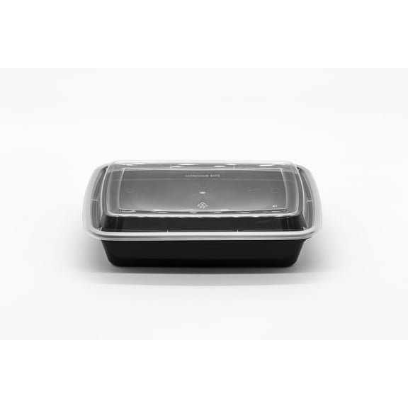 24oz Rectangular Plastic Microwaveable Food Container 150 sets/cs
