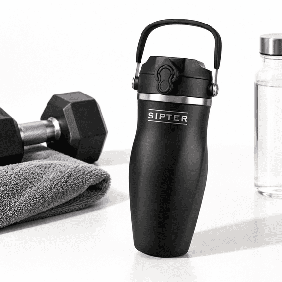 24oz Stainless Steel Protein Shaker Bottle, Black, 11.26 x 4.41 x 4.41 inches