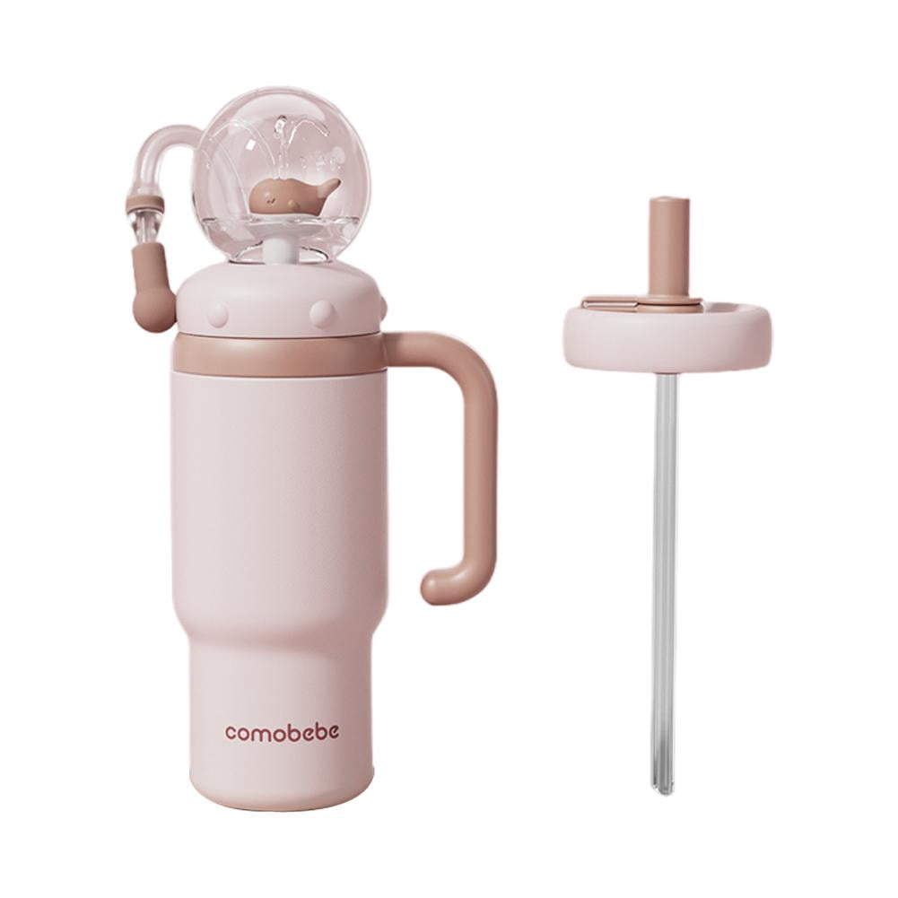24oz Stainless Steel Whale Fountain Tumbler With Handle Two Lids, With Fun Fountain Effect, Insulated Whale Water Bottle With Handle, Drinking Cup With Whale Squirt for Kids, Teens, And Adults
