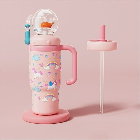 24oz Stainless Steel Whale Fountain Tumbler Spill-Proof, Dishwasher Safe for Adults