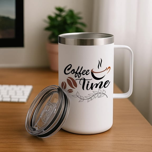 24oz Sublimation Coffee Mugs with Handle Straight Matte Travel Coffee Cups Insulated Stainless Steel Tumblers with Gift Box, Heat Tape for Hot Cold Drinks, 6 Pack