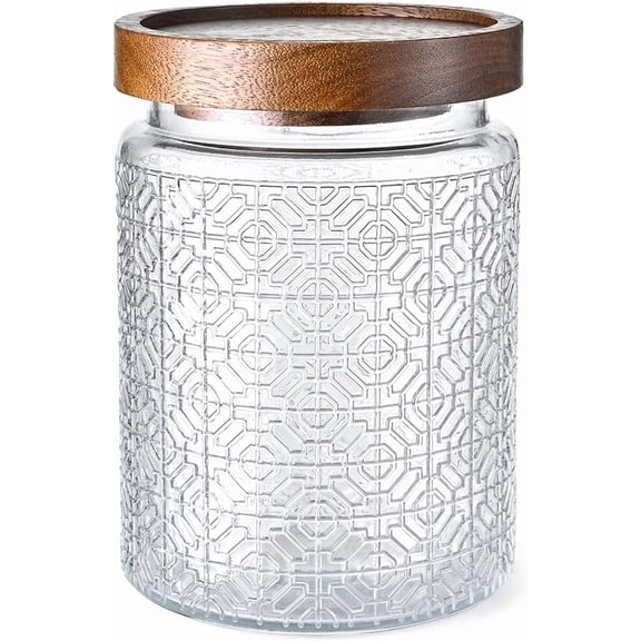 24oz Vintage Glass Canister with Lid, Small Wide Mouth Mason Jars, Airtight Kitchen Storage Containers for Coffee, Sugar, Tea, Spice, Flour, Candy, Cookies