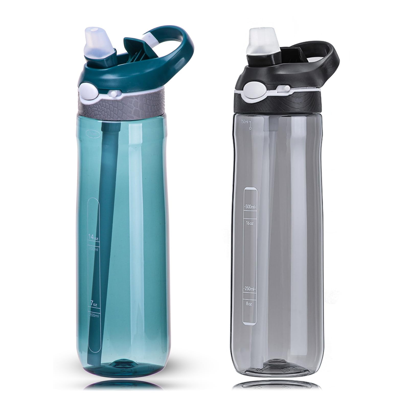 24oz Water Bottles With Straw, Leakproof BPA FREE Hidden Nozzle, Flip