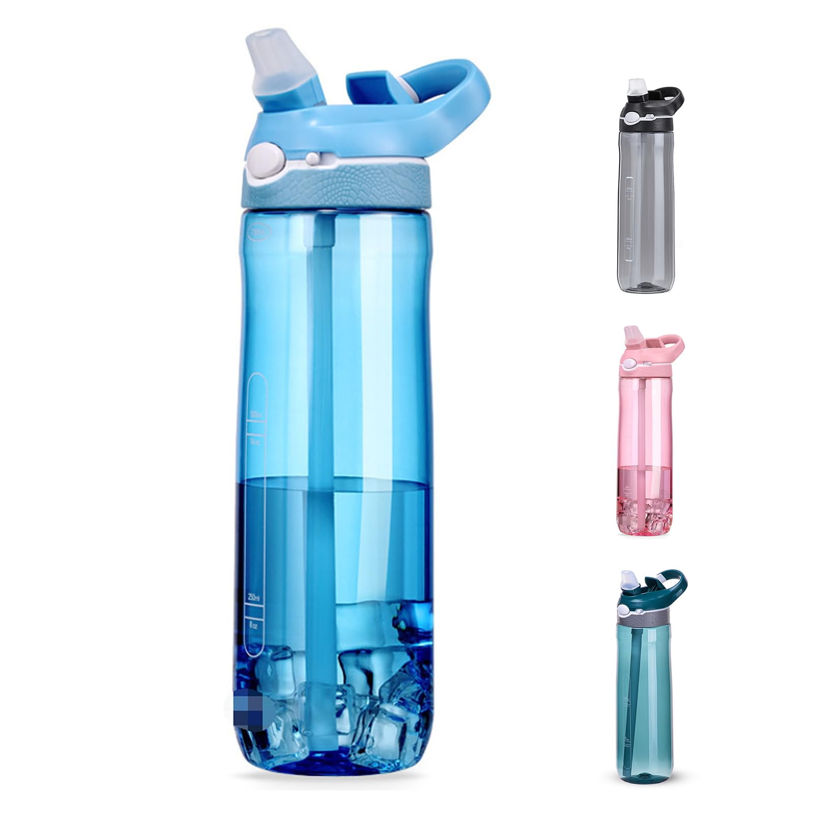 24oz Water Bottles With Straw, Leakproof BPA FREE Hidden Nozzle, Flip