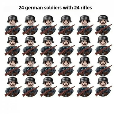 24p World War II military USA, Britain, France, soldiers building blocks, military figures building blocks, boys toys.