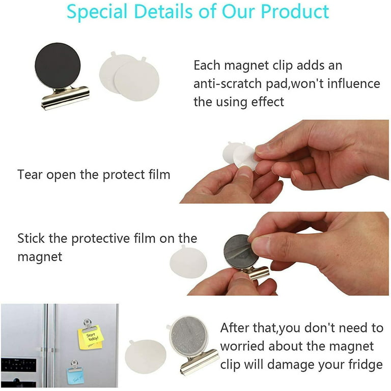 24 Pack Magnetic Clips Heavy Duty, Magnet Clips for Fridge, Whiteboard, Office, Refrigerator Magnets No Scratch Clip Magnets for Hanging Photos