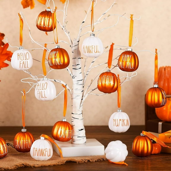 24packs Thanksgiving Ornaments Christmas Ornaments Fall Tree Decorations Plastic Autumn Harvest Hanging Ornaments Fall Thanksgiving Decor for Xmas Tree Home Decor