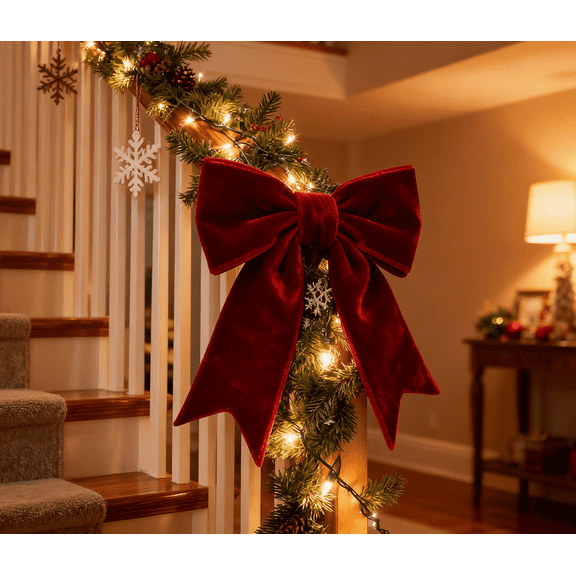 24pc 5*5cm Red Velvet Puffy Bow Christmas Ornament for Christmas Tree Decorations Wreath Burgundy Velvet Ribbon Garland Velvet Bows with Gold Twist Ties