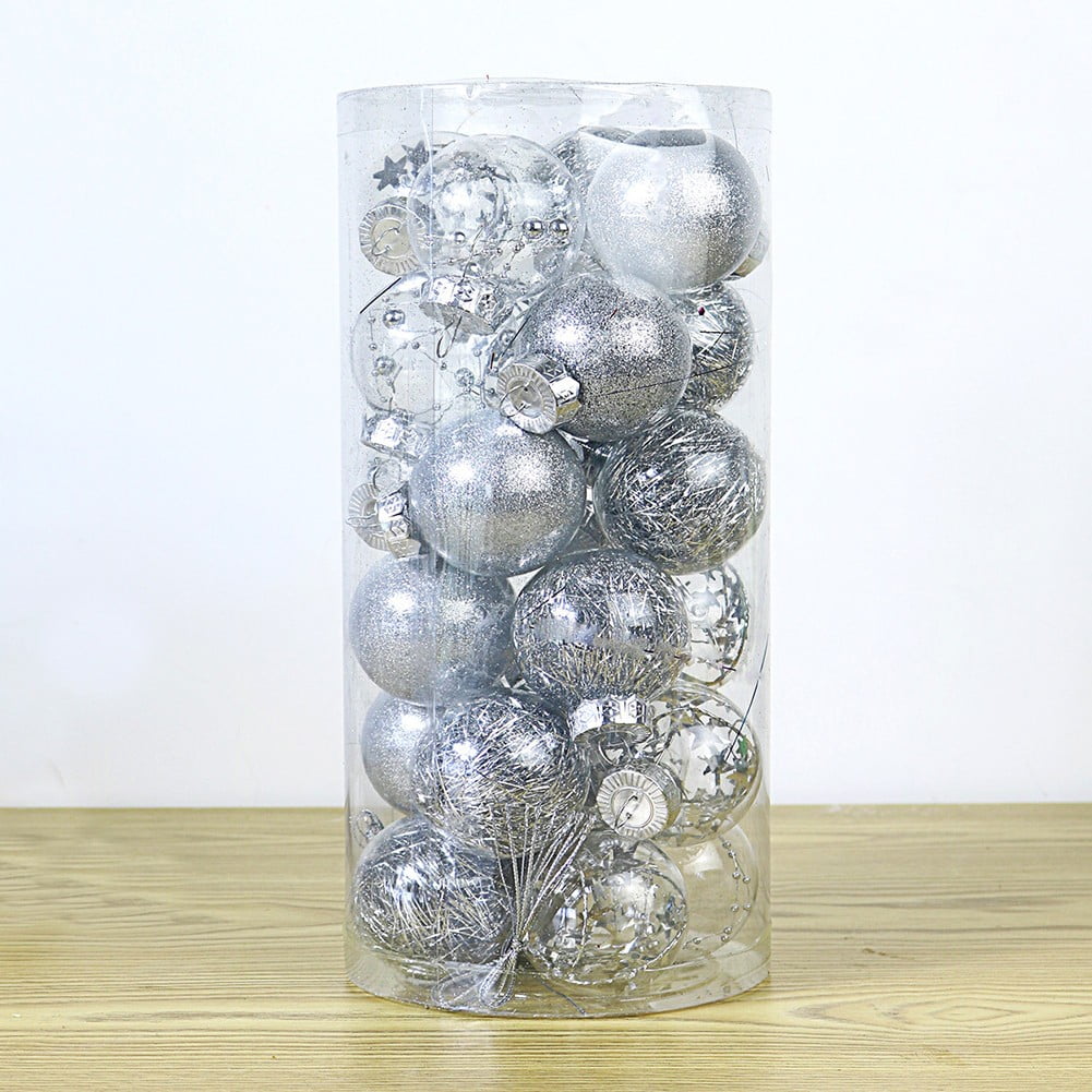 24pc 6cm Glitter Ball Christmas Baubles Xmas Tree Decoration Hanging