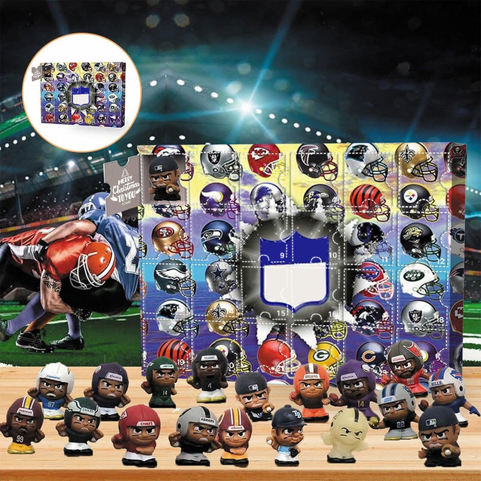 24pc American Football Advent Calendar 2024, Cute Football Characters