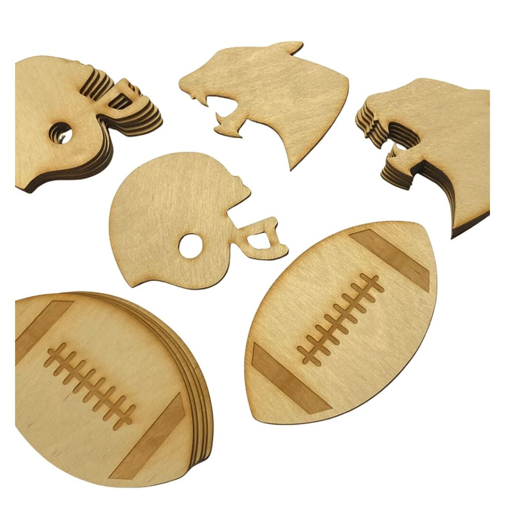 24pc Blank Wooden Big Cat Mascot Football Shape Set - for Sports - Factory Direct Craft