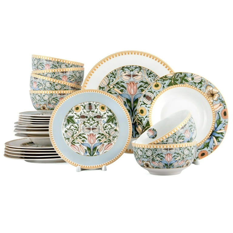 24pc Bone China Dinner Service Set Porcelain Dinnerware MORRIS