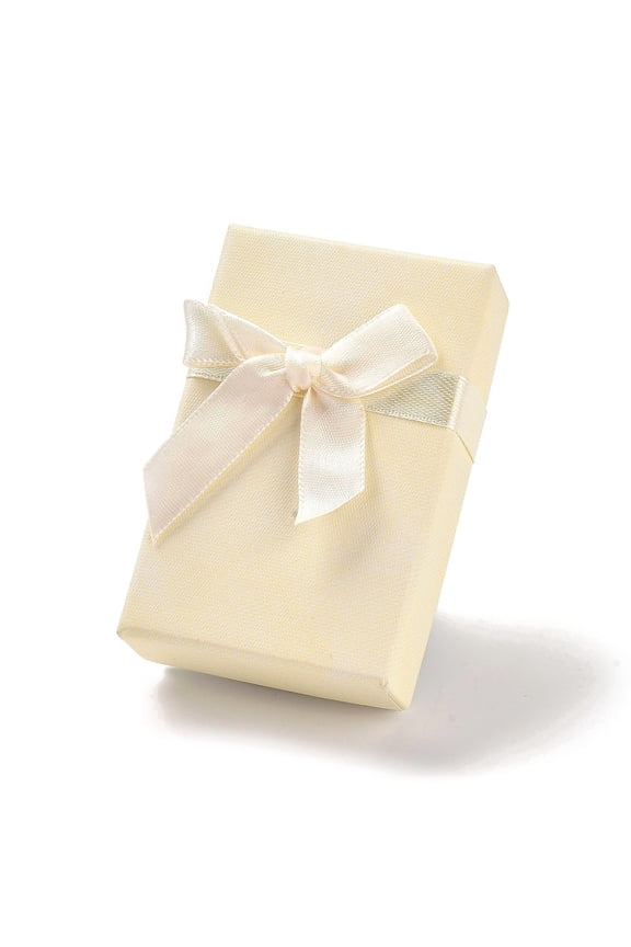 24pc Cardboard Jewelry Set Packaging Boxes with Sponge Inside for Rings Small Watches Necklaces Earrings Bracelet Rectangle with Bowknot Cornsilk 8.35x5.5x2.55~3cm
