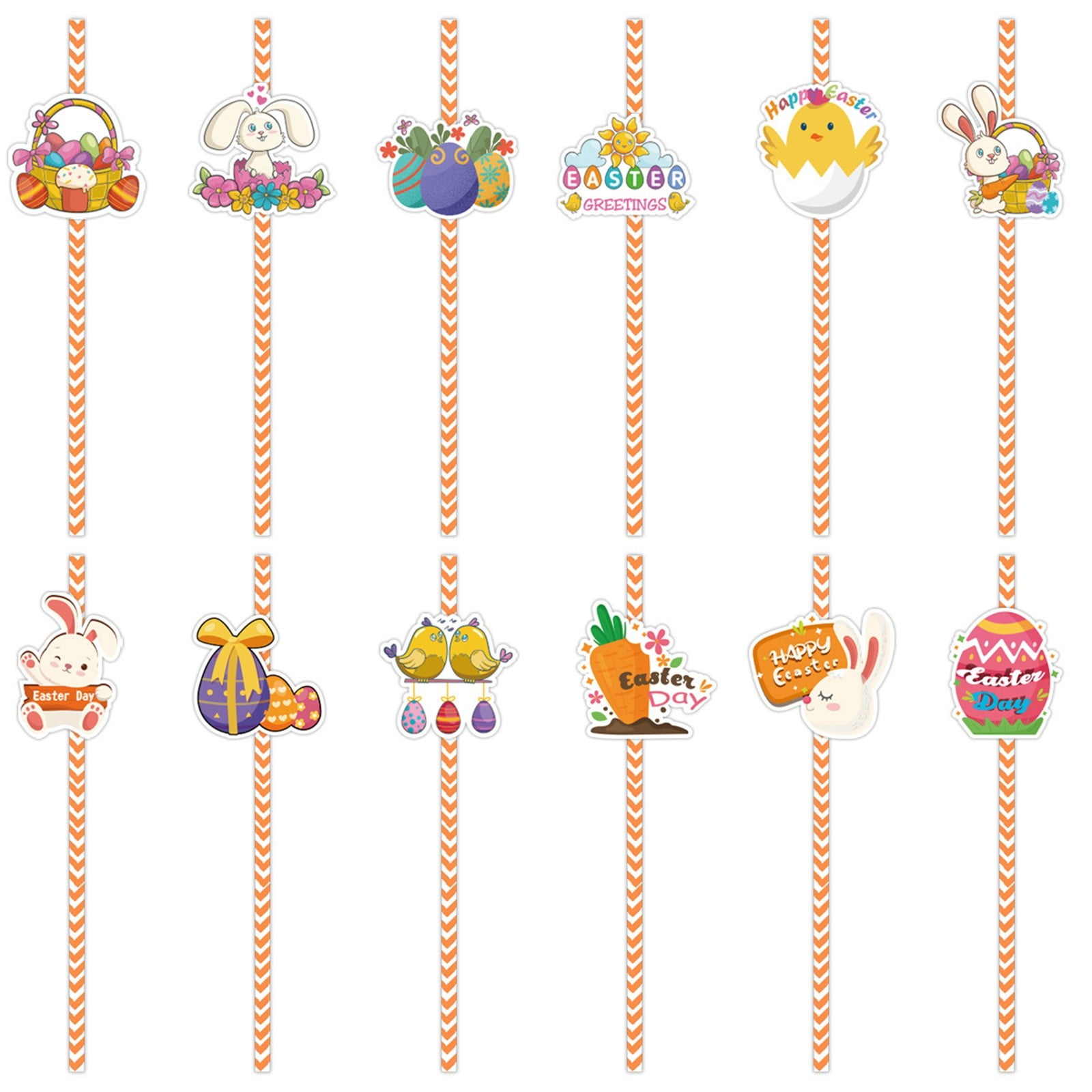 24pc Easter Themed Party Straw Set Easter Straw Decorations Celebrating ...