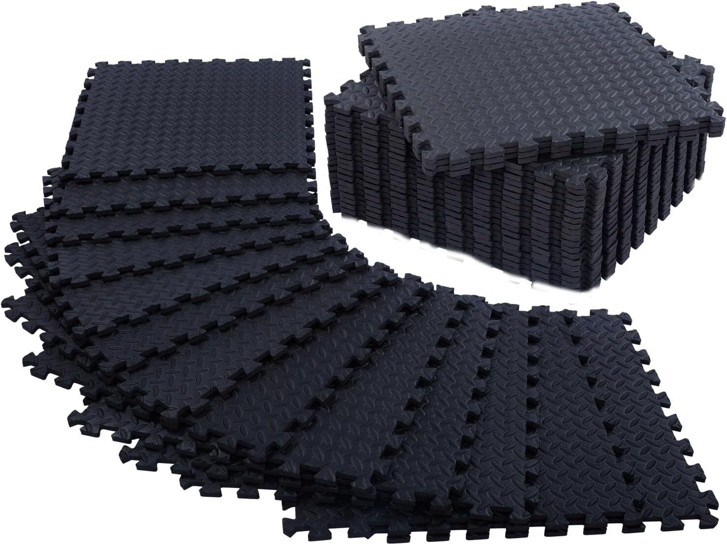 24pc Puzzle Exercise Mat w/ EVA Foam Interlocking Tiles 96 Sq Ft GYM