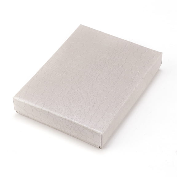 24pc Python Pattern Cardboard Jewelry Set Boxes with Black Sponge for Jewelry Gift Packaging Rectangle Silver 16.1x12.2x2.95cm