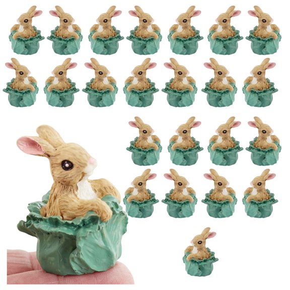 24pc Resin Bunny in Cabbage Head Figurines - Easter Table Favors - Factory Direct Craft