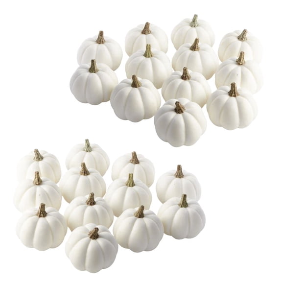 Factory Direct Craft Small Artificial Baby Boo Pumpkins, Set of 24, 3 Inch White Fall Pumpkins