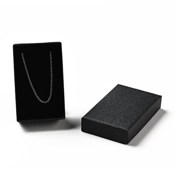 24pc Texture Paper Necklace Gift Boxes with Sponge Mat Inside Rectangle Black 8.1x5.1x2.7cm Inner Diameter:4.6x7.3cm Deep: 2.5cm Material Paper