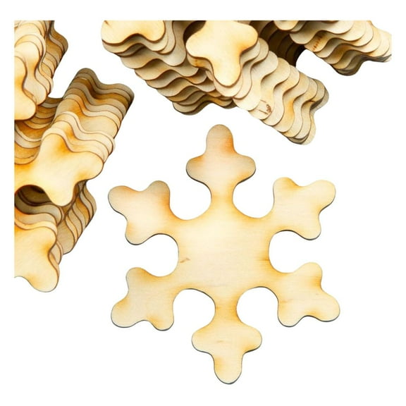 24pc Unfinished Blank Wooden Snowflake Shapes - for Christmas Crafts - Factory Direct Craft