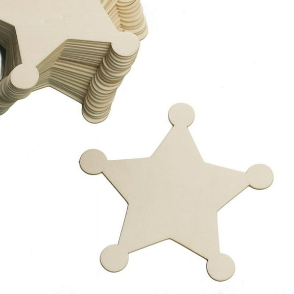 24pc Unfinished Wooden Sheriff Badge Cutout Set - for Group Crafts - Factory Direct Craft