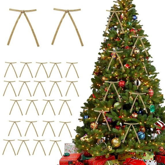 Christmas Tree Bow,24pc Velvet Christmas Tree Bow Decoration Wreath Bow Decoration,Rustic Crafts Gift Bows Vintage Ribbon Bows for Xmas Home Outdoor Indoor