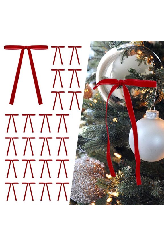 24pc Velvet Christmas Tree Bow Decoration Wreath Bow Decoration