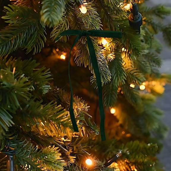 24pc Velvet Christmas Tree Bow Decorations - Versatile Wreath Bow Ornaments for Christmas Tree, Door Wreath, Fireplace Mantel & Home Holiday Festive Decor, 7*5in/17.8*12.7cm, Green