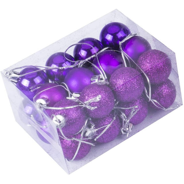 24pcs 1.18" Small Christmas Ball Ornaments Shatterproof Christmas