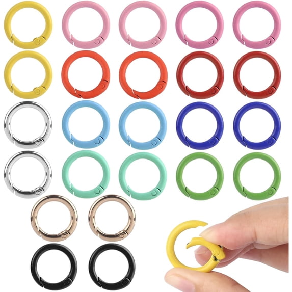 24pcs 12 Colors Metal Spring O Rings Round Carabiner Key Ring, Snap Clip Trigger Buckle, DIY Beading & Jewelry Making Accessories, Spring Hook Ring For Keychains, Bag, Purse, Handbag