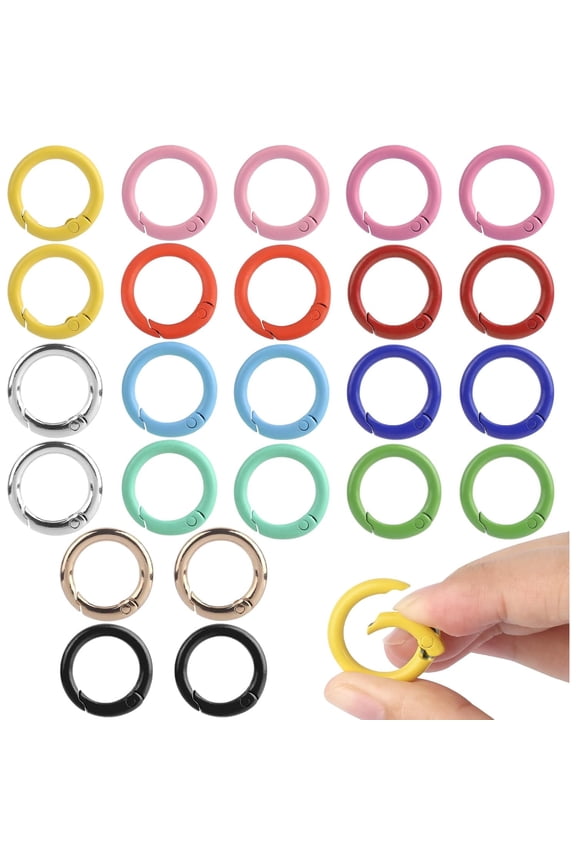 24pcs 12 Colors Metal Spring O Rings Round Carabiner Key Ring, Snap Clip Trigger Buckle, DIY Beading & Jewelry Making Accessories, Spring Hook Ring For Keychains, Bag, Purse, Handbag