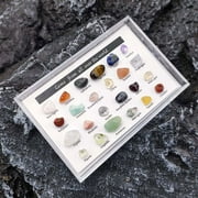 24pcs Rock Gems In Collection Box Crystal Natural Mineral Gift DIY