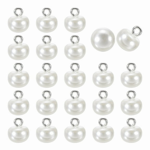 24pcs 16L Round Faux Pearl Buttons 10mm 3/8" Half Ball Dome Metal Shank Sewing Buttons Replacement DIY Small Button for Clothing Bridal Wedding Dress DIY Crafts, Beige