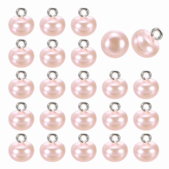 24pcs 16L Round Faux Pearl Buttons 10mm 3/8" Half Ball Dome Metal Shank Sewing Buttons Replacement DIY Small Button for Clothing Bridal Wedding Dress DIY Crafts, Pink