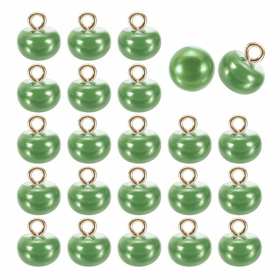 24pcs 16L Round Faux Pearl Buttons 10mm 3/8" Half Ball Dome Metal Shank Sewing Buttons Replacement DIY Small Button for Clothing Bridal Wedding Dress DIY Crafts, Olive Green