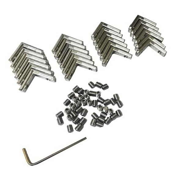 24pcs 2020 Series L-Shape Interior Inside Corner Connector Joint Bracket with Screws Silver,24 x 2020 connectors (including screw) 1 x wrench,Silver