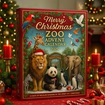 24pcs 2025 Merry Christmas Zoo Advent Calendar - Festive Animal Themed Countdown Decor, Perfect for Kids & Family, Ideal for Adding Fun to Christmas Holiday Countdown Activities, Red