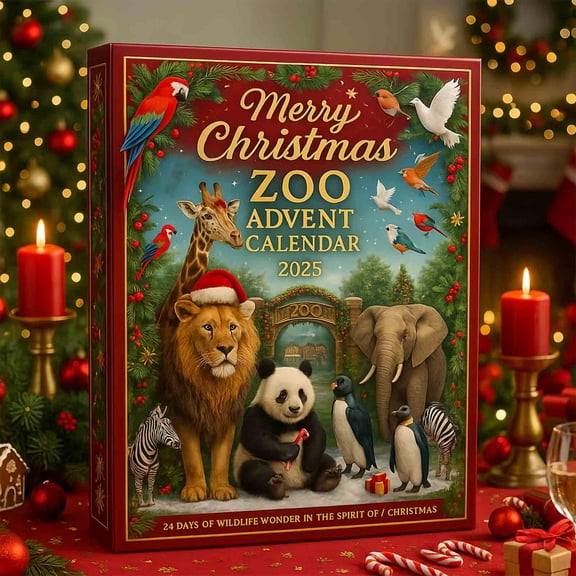 24pcs 2025 Merry Christmas Zoo Advent Calendar - Festive Animal Themed Countdown Decor, Perfect for Kids & Family, Ideal for Adding Fun to Christmas Holiday Countdown Activities, Red